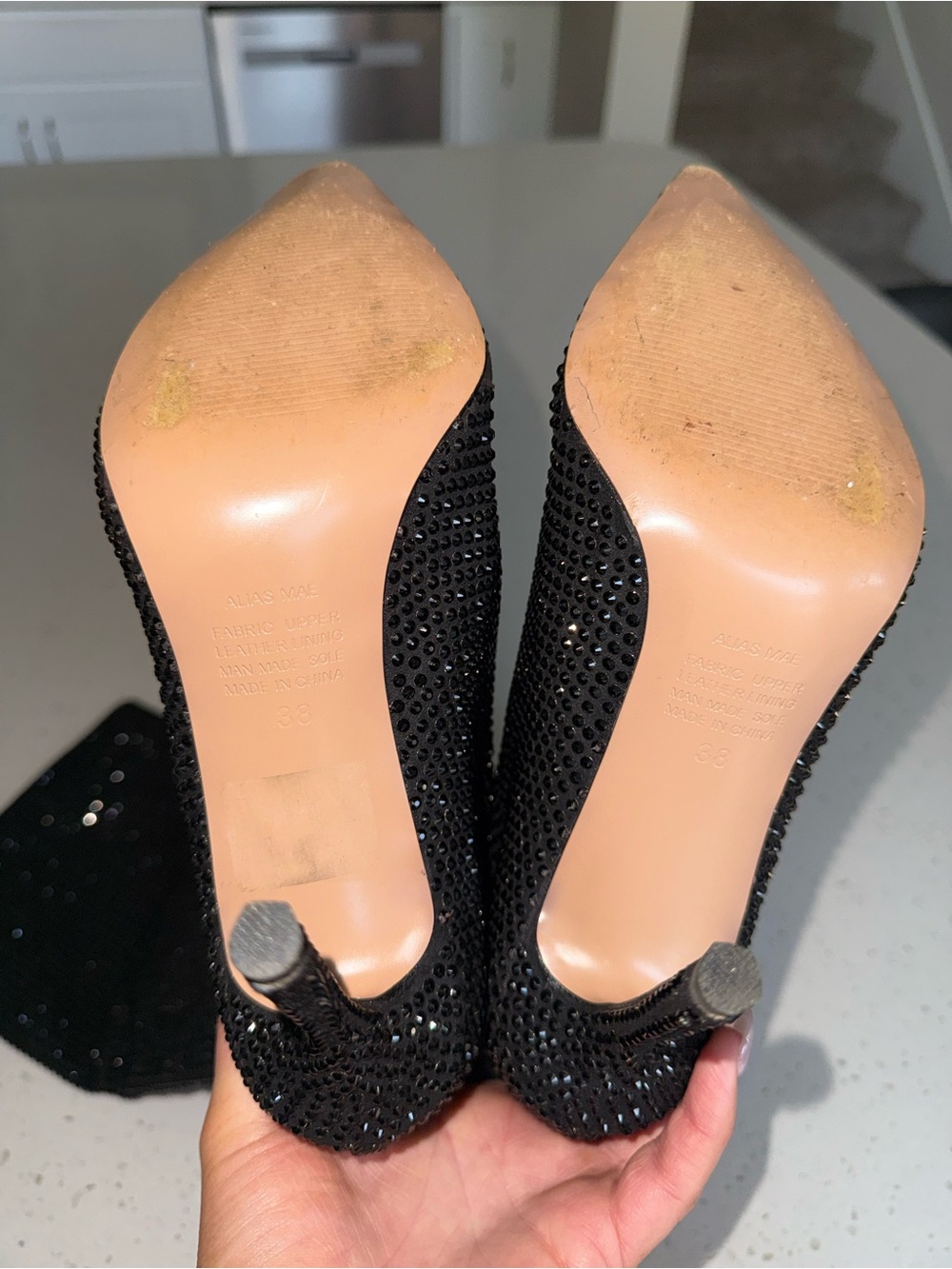 Alias Mae Black Sparkle Knee-High Stiletto Boots - Picture 10 of 11